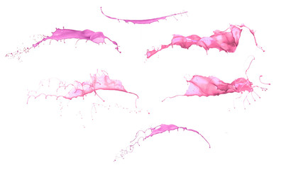 Wall Mural - splashes of pink paint isolated on white background