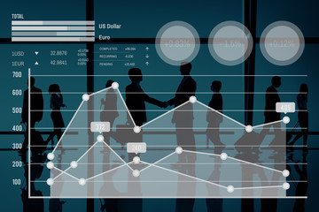 Canvas Print - Graph Growth Finance Stock Market Currency Analysis Concept