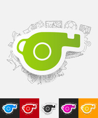 Poster - whistle paper sticker with hand drawn elements