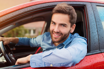 Man driving a car