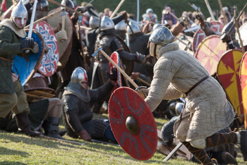 Unidentified participants of Rekawka - Polish tradition, celebrated in Krakow on Tuesday after Easter. Currently has the character of festival historical reconstruction