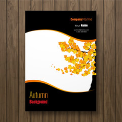 Wall Mural - Vector autumn cover design on wooden board.