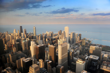 Fototapete - Aerial View of Downtown Chicago