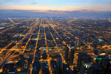 Fototapete - View of City of Chicago from the Air