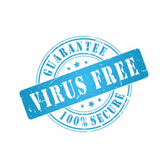 Sticker - Vector Guarantee Virus Free 100% Secure stamp