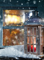 Wall Mural - Atmospheric Christmas window sill decoration