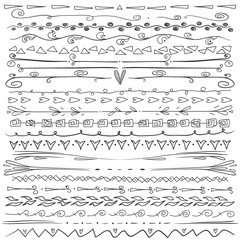 Set of hand drawn lines border and elegant design elements.