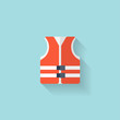Flat lifejacket web icon.Background wit application symbols.