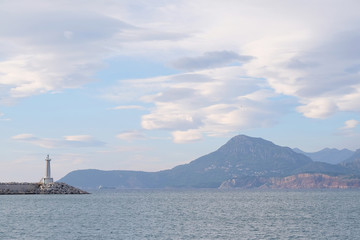 Canvas Print - Landscape with the image of lighthouse in Bar harborn, Montenegro