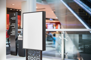 Wall Mural - Black blank advertising stand in the mall