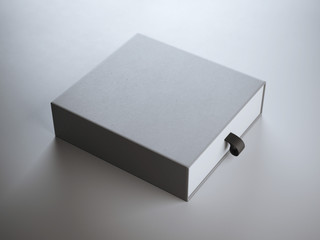 Square gray box in white studio