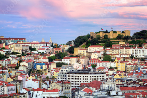 Naklejka na szafę Lisbon, Portugal, view to the Alfama quarter and St. Jorge Castl