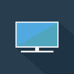 Poster - Monitor icon , Flat design style, vector illustration. long shad