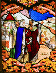 Papier Peint - Stained Glass depicting the Three Kings in Tours Cathedral