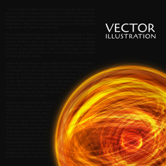 Wall Mural - Fire Sphere Like the Sun. Vector Background for artwork, articles, party flyers, posters, banners.
