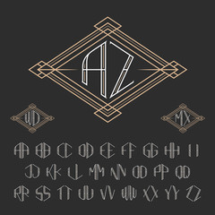 Poster - Two letters decorative monogram template.
Elegant vector set of monograms. Outline style letters from A to Z