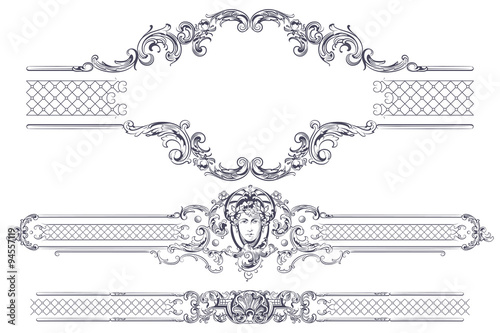 Luxury vector frame and border in rococo style Poster Mural XXL