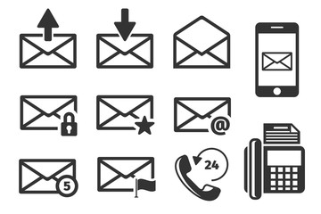 Poster - Email and phone vector icons set