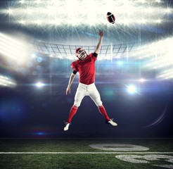 Poster - American football player trying to catch ball