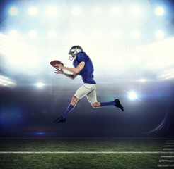 Poster - American football player running while catching ball