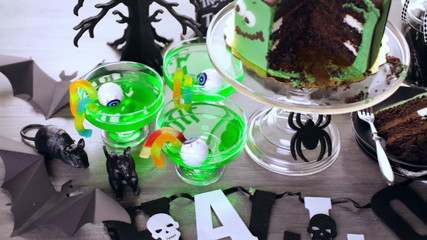 Sticker - Food table arrangement prepared for Halloween party