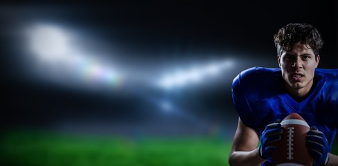 Poster - Composite image of aggressive american football player