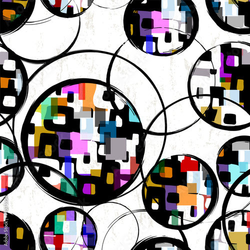 Naklejka - mata magnetyczna na lodówkę abstract geometric background pattern, with circles, strokes and