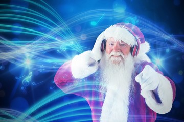 Poster - Composite image of santa is listening some music