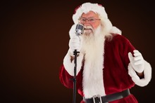 Composite Image Of Santa Claus Is Singing Christmas Songs