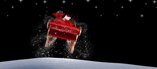 Poster - Composite image of santa flying his sleigh