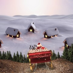 Poster - Composite image of santa flying his sleigh