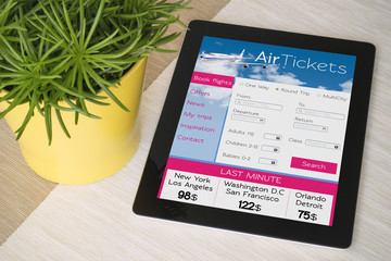 Wall Mural - tablet ticket web over a table with plant