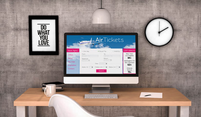 Poster - workspace computer ticket flights website