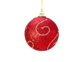 Sticker - Christmas red ball with gold