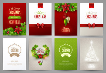 Poster - Set of christmas brochures templates. Bright vector backgrounds.