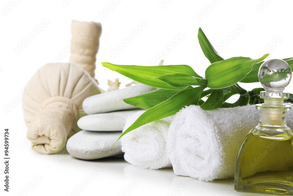 Beautiful composition of spa treatment, isolated on white