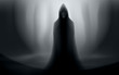 © andreiuc88 - spooky man in cloak halloween forest scene editable vector