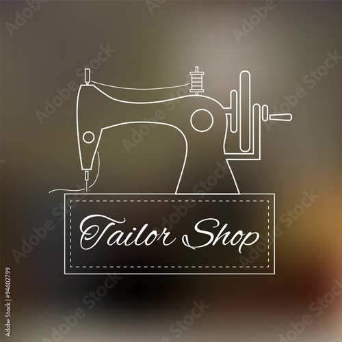 Tailoring logo, badge, emblem or design element thin line style vector ...