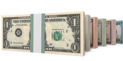 Wall Mural - Different dollar bank notes.