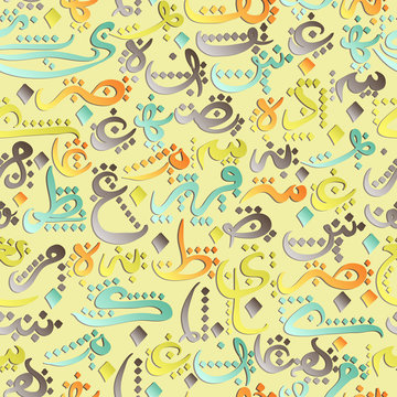 Colorful seamless pattern ornament Arabic calligraphy of text Eid Mubarak concept for muslim community festival Eid Al Fitr(Eid Mubarak)(Translation: thank god)