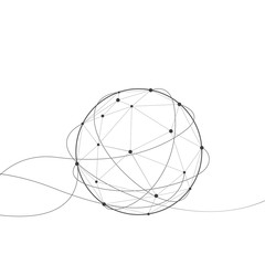 Aufkleber - Wireframe mesh polygonal element. Sphere with connected lines and dots isolated on white background. Vector Illustration EPS10.