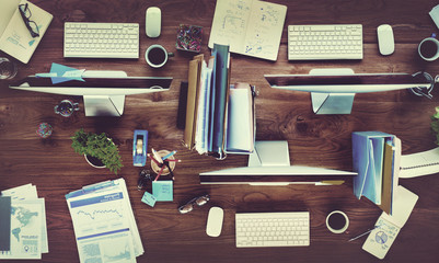 Wall Mural - Messy Office Contemporary Workplace No People Concept