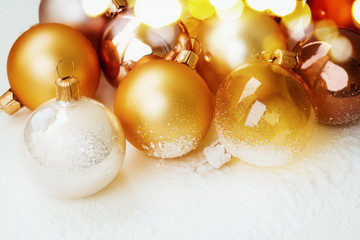 Canvas Print - golden christmas balls