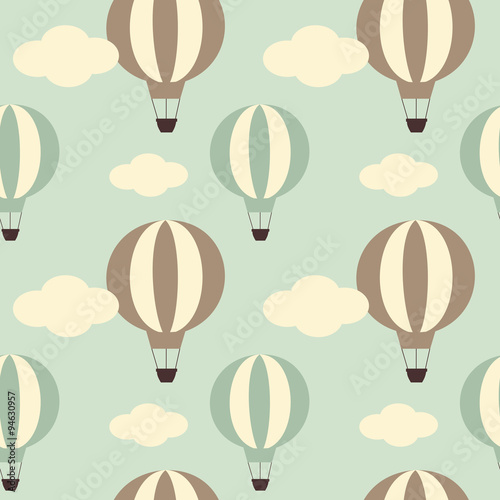 Tapeta ścienna na wymiar cute vintage hot air balloon seamless vector pattern background illustration