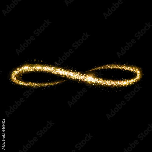 Fotografie, Obraz Gold glittering star dust infinity loop. Twinkling ellipse.