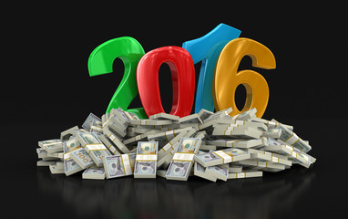 Poster - New Year 2016 and Dollars (clipping path included)