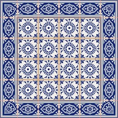 Naklejka na meble Seamless  pattern from tiles and border. Moroccan, Portuguese, Azulejo ornaments. 