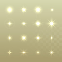 Aufkleber - Set of Vector glowing light effect stars bursts with sparkles