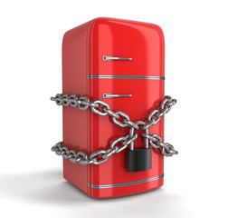 Poster - Retro refrigerator and lock (clipping path included)