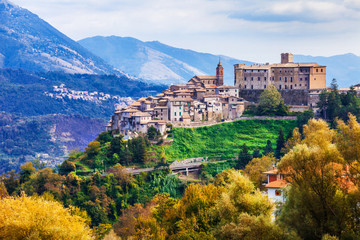 Wall Mural - Italy travel. scenic Italian countryside and medieval hill top village San vito romano in lazio region